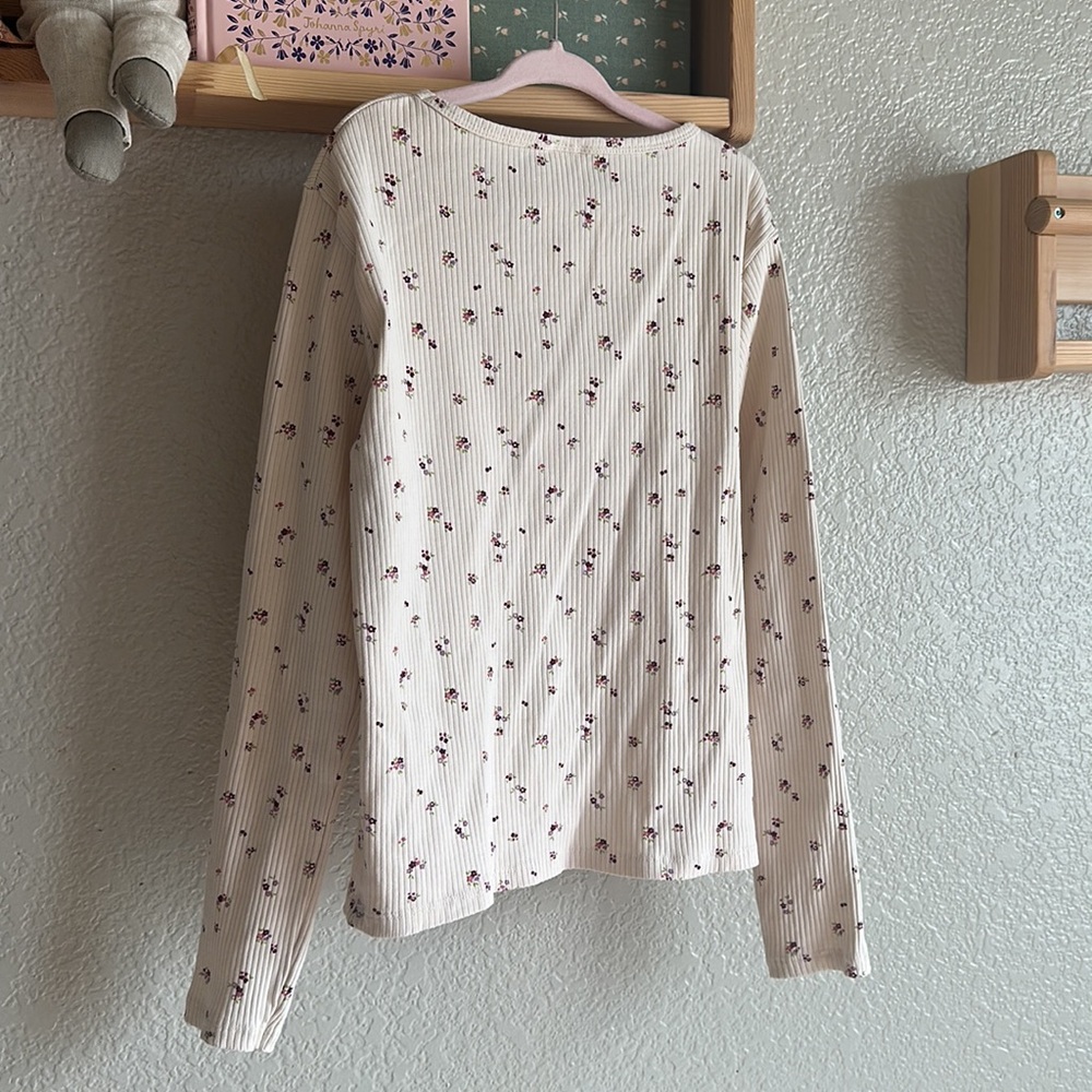 ZARA Floral Ribbed Top - Picture 3 of 3